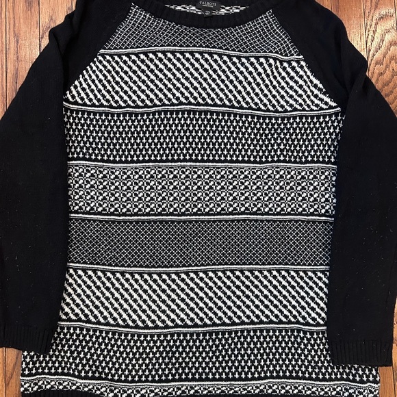 Talbots Black and White Geometric Sweater - Picture 8 of 9